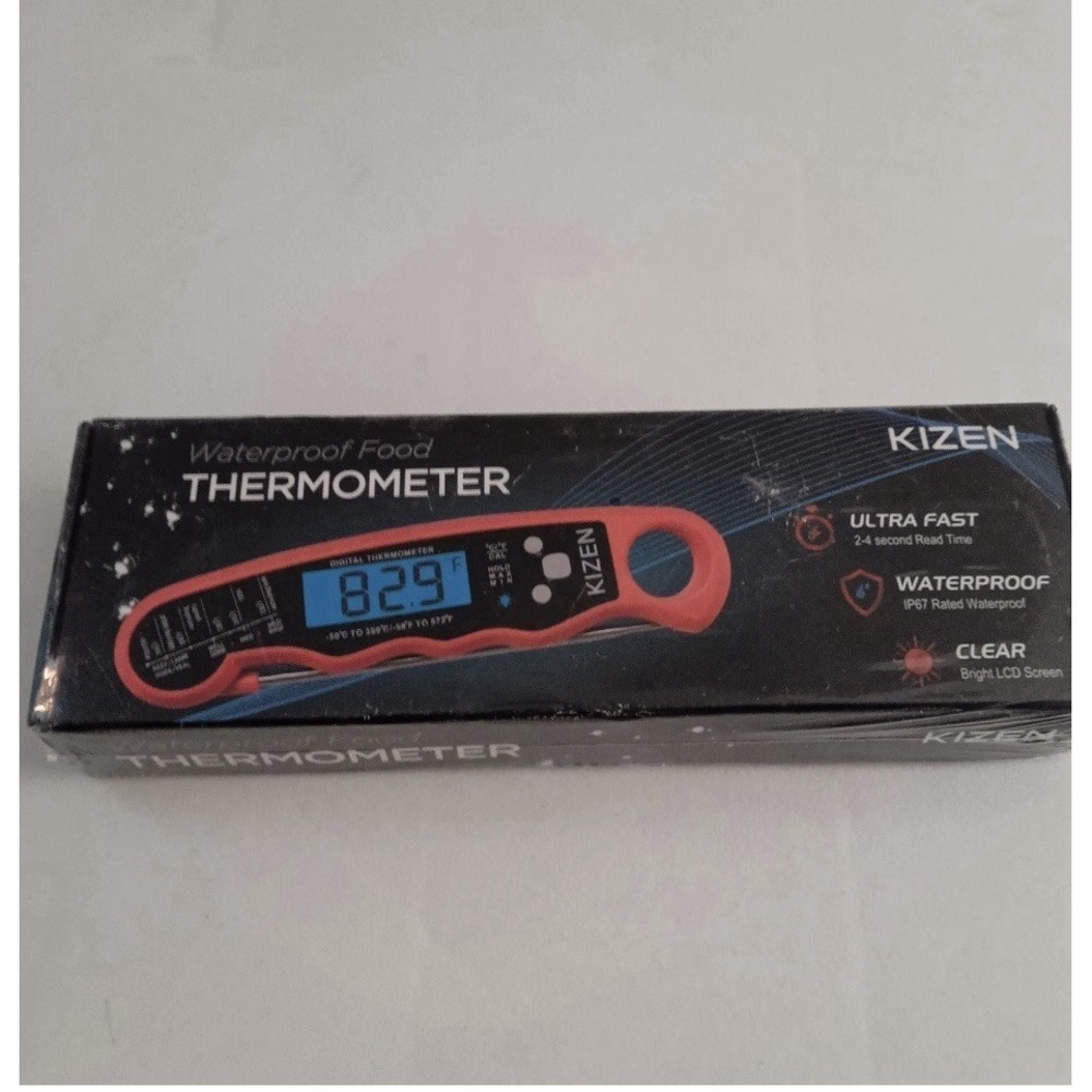 Kizen Digital Waterproof Instant Meat Thermometer Black Red